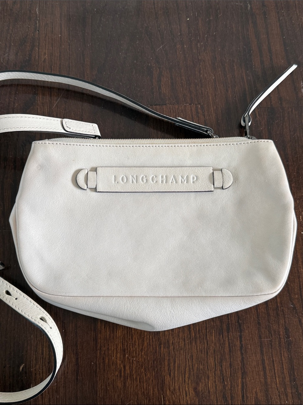 Longchamp Cream Leather Crossbody Bag